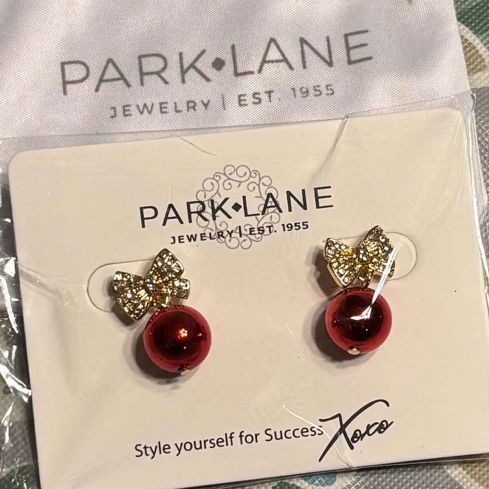 Park Lane Red and Gold dazzle drop Earrings